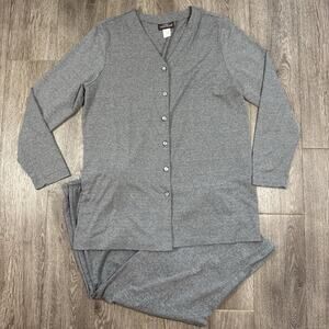 LL Bean Traveler 2 Piece Set Jacket Sz M Pants Capri Gray